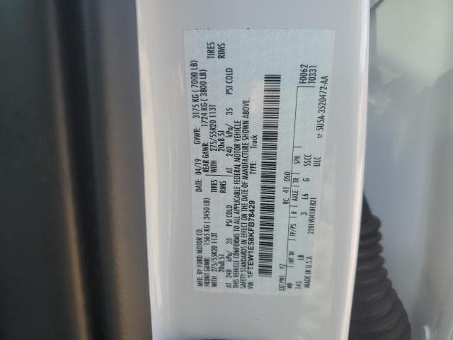 2019 FORD F150 SUPERCREW 12