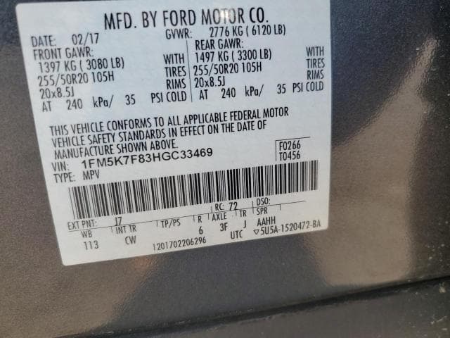 2017 FORD EXPLORER LIMITED 12