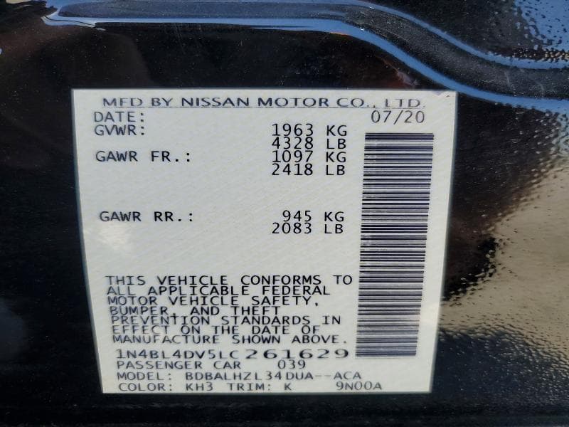 2020 NISSAN ALTIMA SV 12