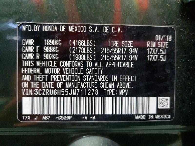 2018 HONDA HR-V EX 13