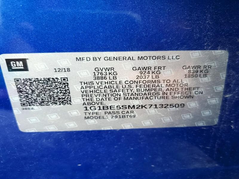 2019 CHEVROLET CRUZE LT 12