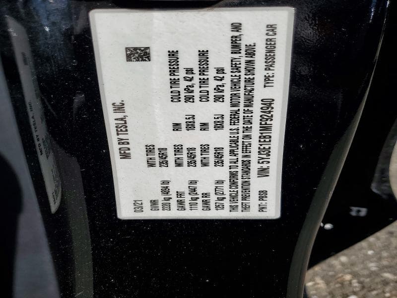 2021 TESLA MODEL 3 12