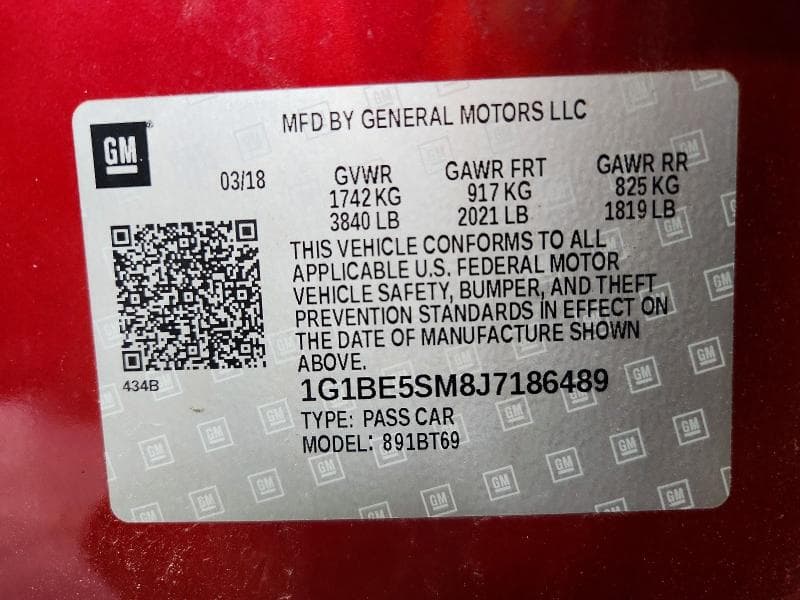 2018 CHEVROLET CRUZE LT 12