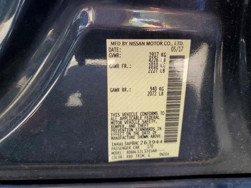 2017 NISSAN ALTIMA 2.5 SV 12