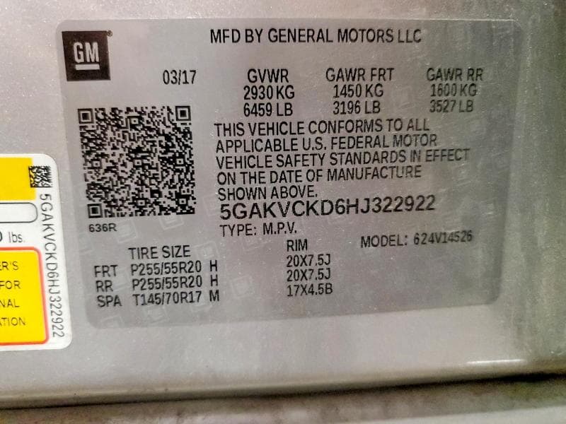 2017 BUICK ENCLAVE 13