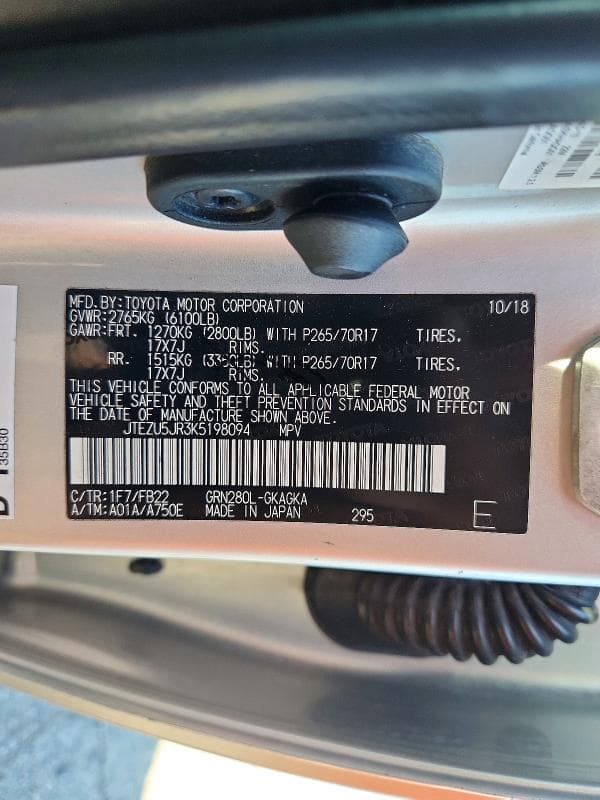 2019 TOYOTA 4RUNNER SR5 13
