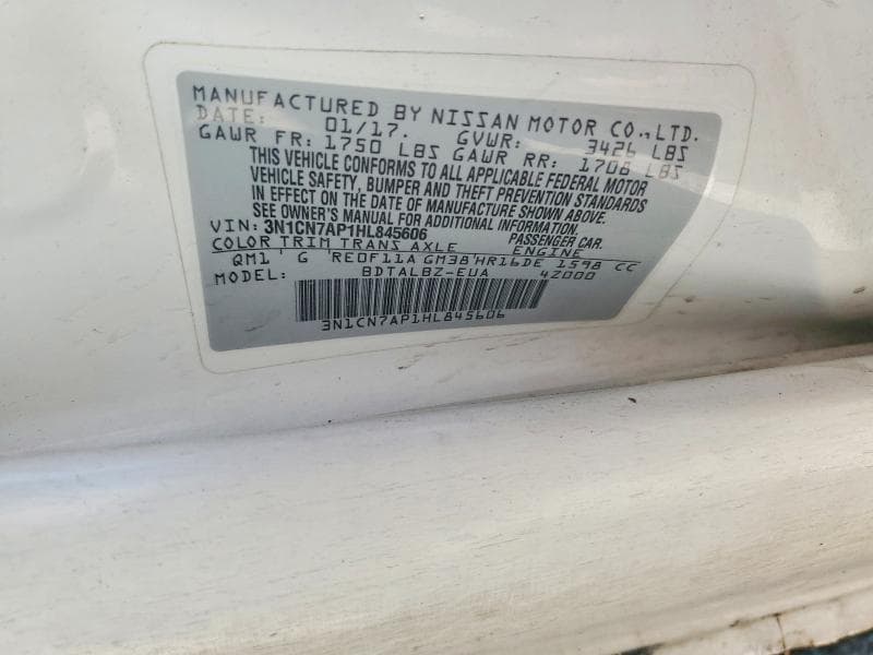2017 NISSAN VERSA 1.6 SV 12