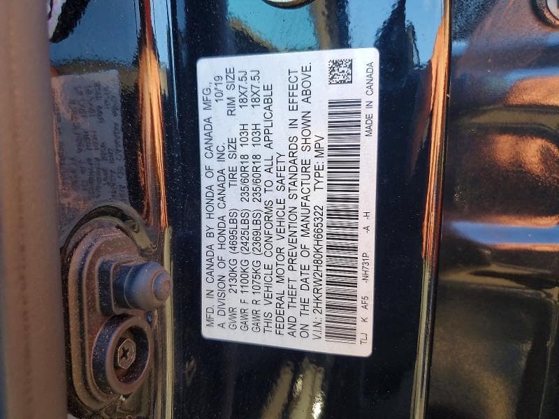 2019 HONDA CR-V EXL 14