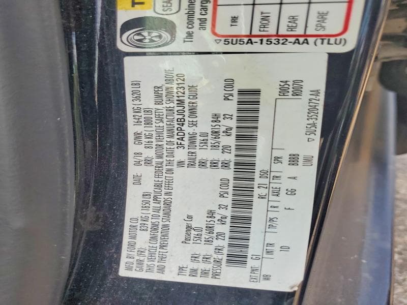 2018 FORD FIESTA SE 12