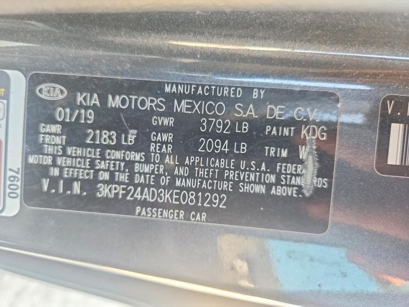 2019 KIA FORTE FE 12