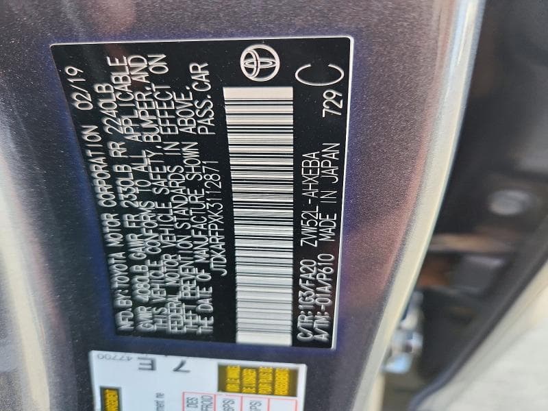 2019 TOYOTA PRIUS PRIME PLUS 12