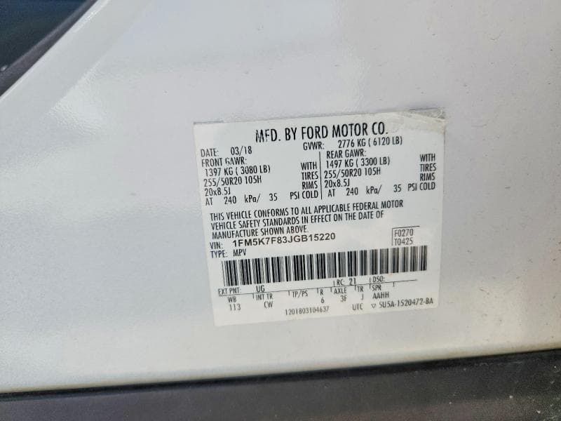 2018 FORD EXPLORER LIMITED 14