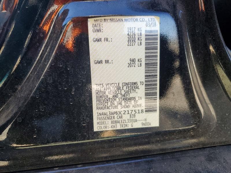 2018 NISSAN ALTIMA 2.5 S 12