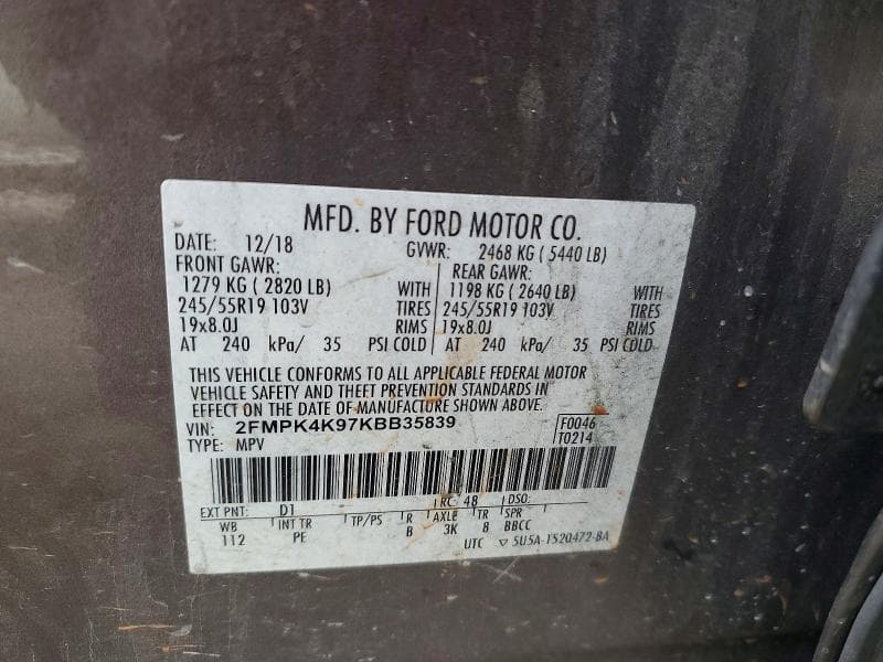 2019 FORD EDGE TITANIUM 12