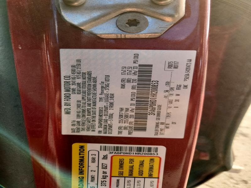 2017 FORD FUSION SE 12