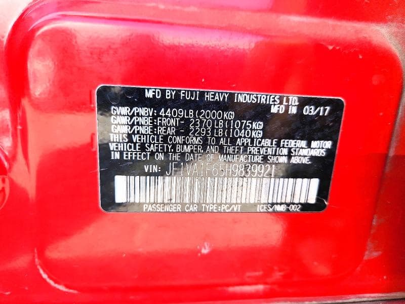 2017 SUBARU WRX PREMIUM 13