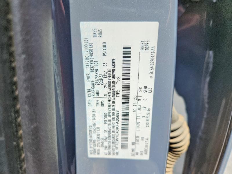 2019 FORD F150 SUPERCREW 12
