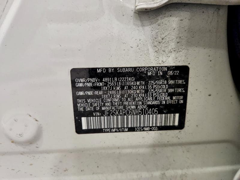 2022 SUBARU FORESTER LIMITED 13