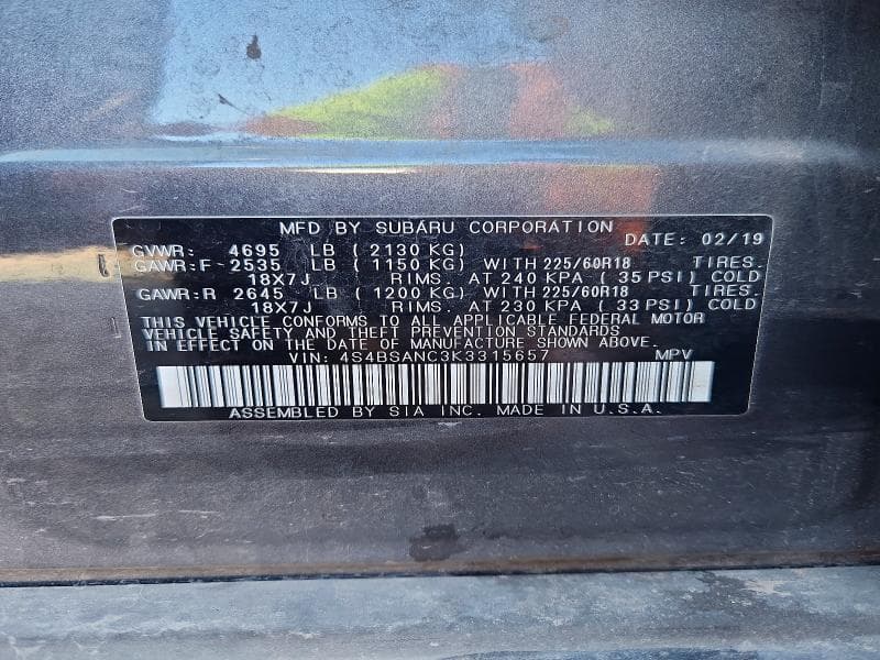 2019 SUBARU OUTBACK 2.5I LIMITED 13