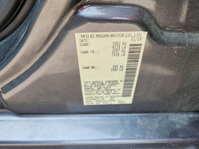2019 NISSAN ALTIMA SV 13