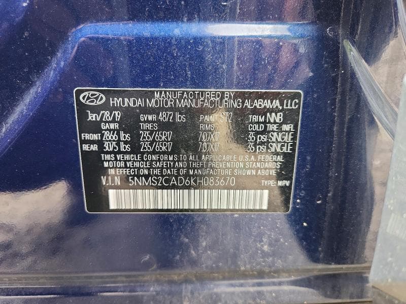 2019 HYUNDAI SANTA FE SE 14