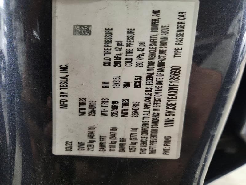 2022 TESLA MODEL 3 12