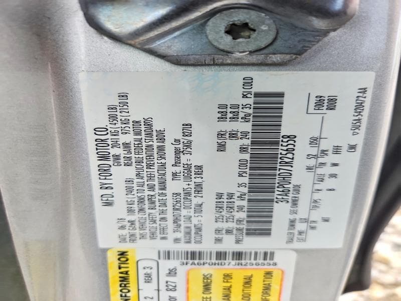 2018 FORD FUSION SE 12