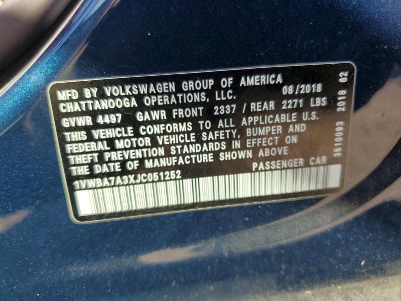 2018 VOLKSWAGEN PASSAT SE 12