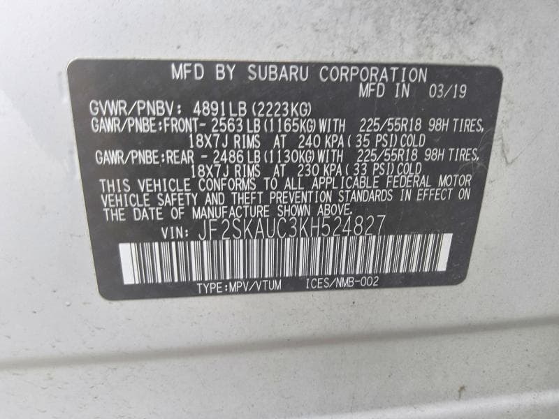 2019 SUBARU FORESTER LIMITED 13