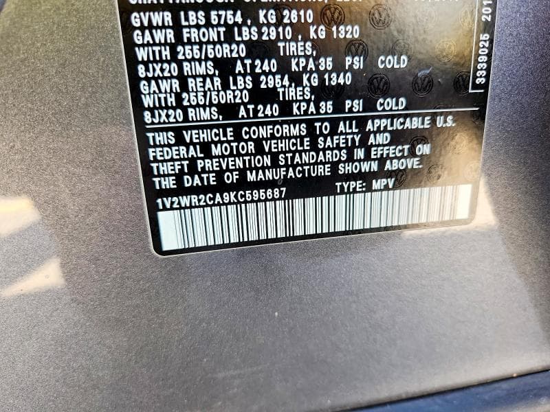 2019 VOLKSWAGEN ATLAS SE 13