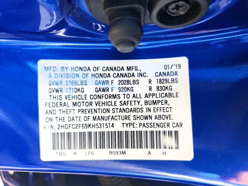 2019 HONDA CIVIC LX 12