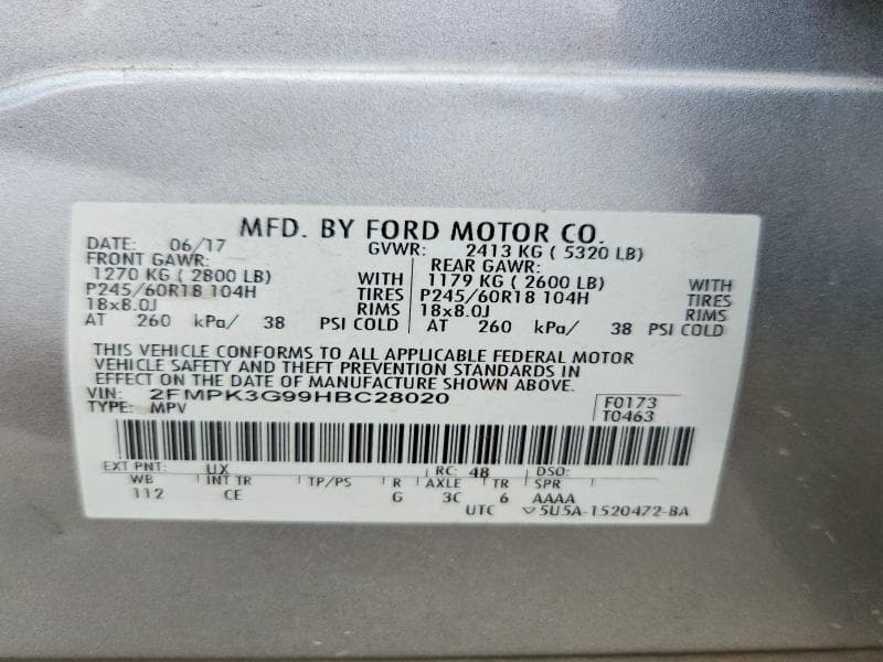 2017 FORD EDGE SE 10