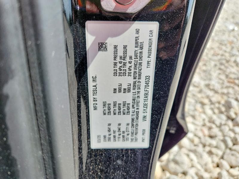 2020 TESLA MODEL 3 13