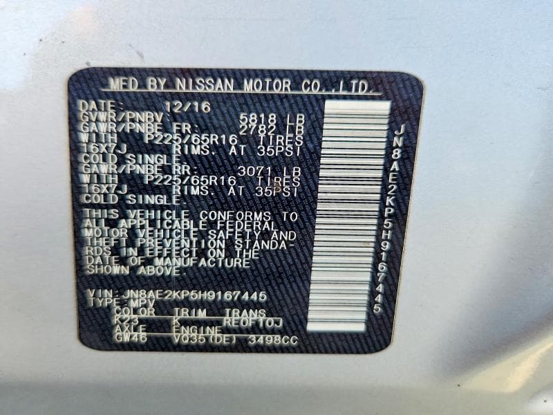 2017 NISSAN QUEST SV 13