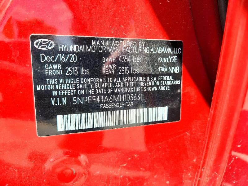 2021 HYUNDAI SONATA SEL 12