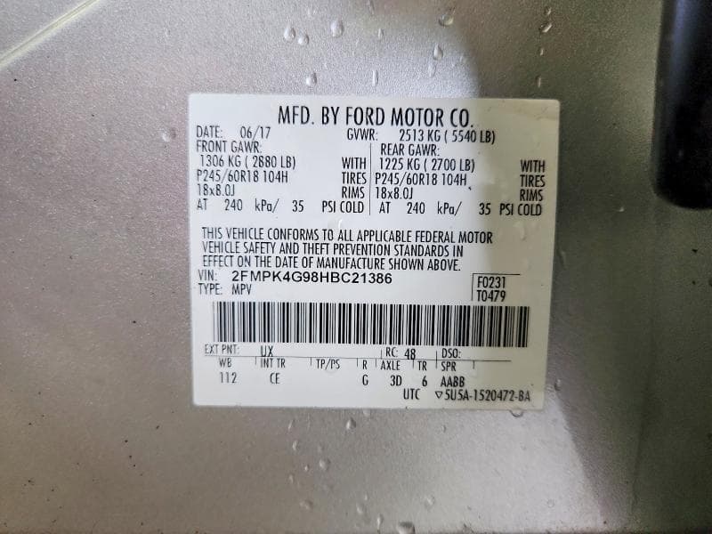 2017 FORD EDGE SE 13