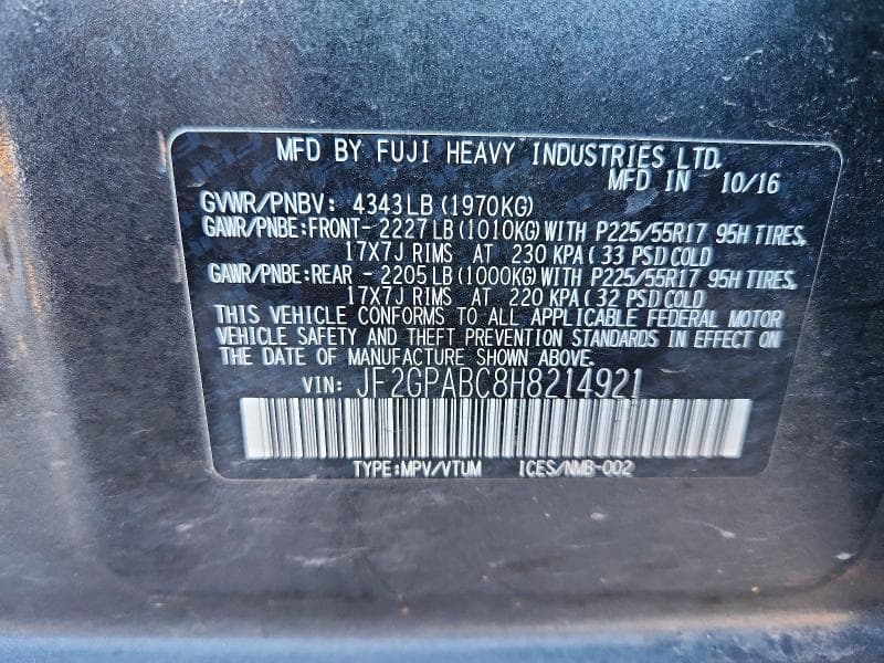 2017 SUBARU CROSSTREK PREMIUM 12