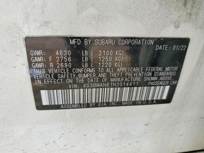 2022 SUBARU LEGACY LIMITED 12