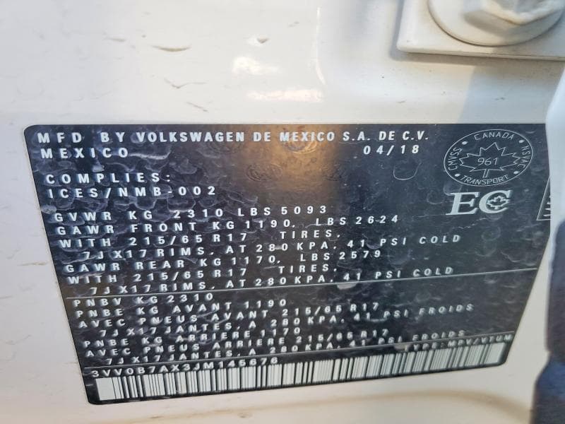 2018 VOLKSWAGEN TIGUAN S 13