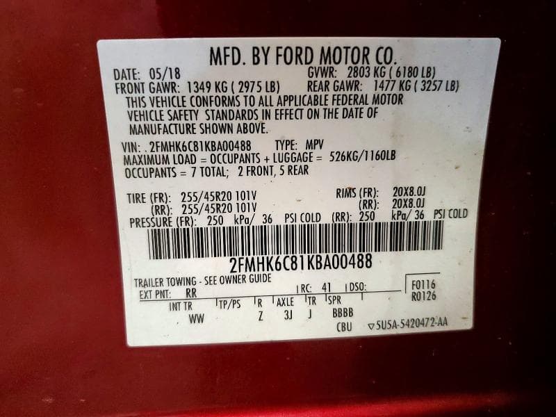 2019 FORD FLEX SEL 13