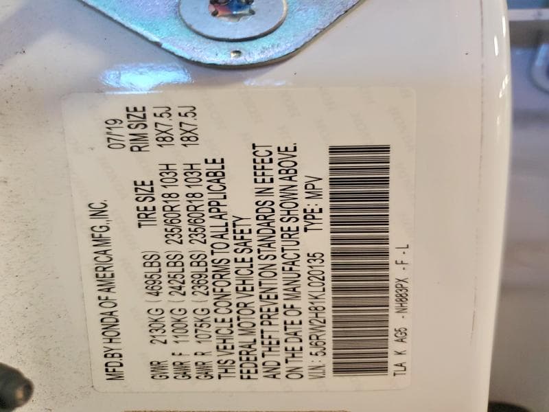 2019 HONDA CR-V EXL 14