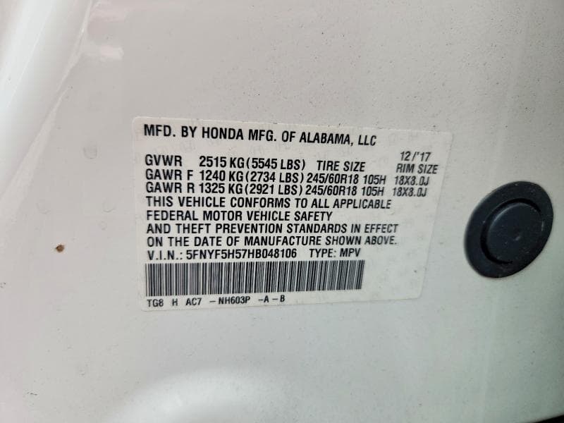 2017 HONDA PILOT EXL 13
