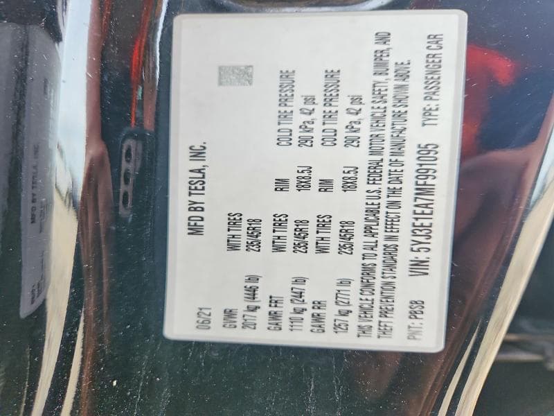 2021 TESLA MODEL 3 12