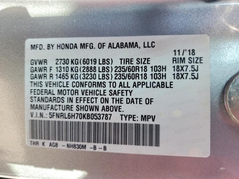 2019 HONDA ODYSSEY EXL 13