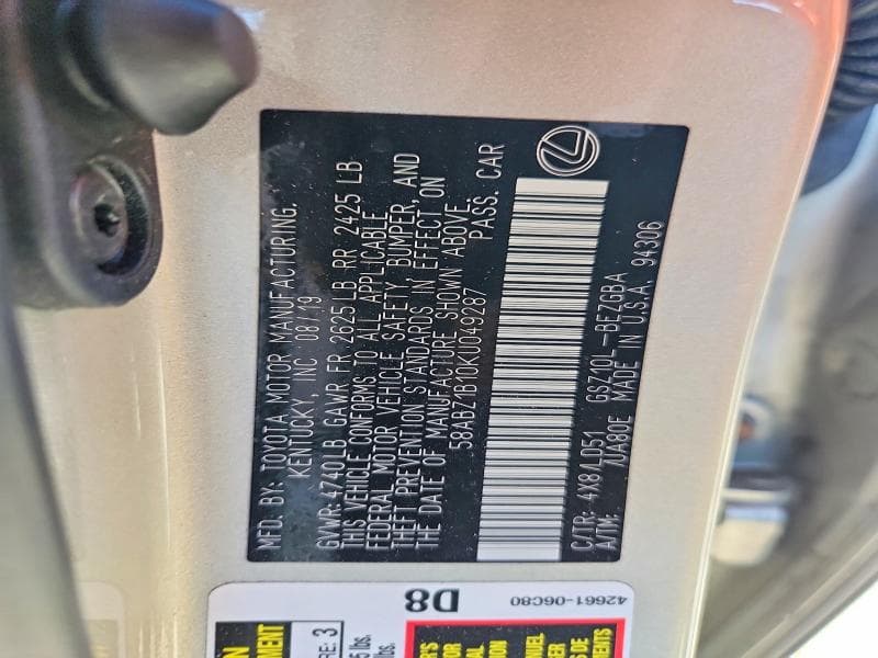 2019 LEXUS ES 350 12