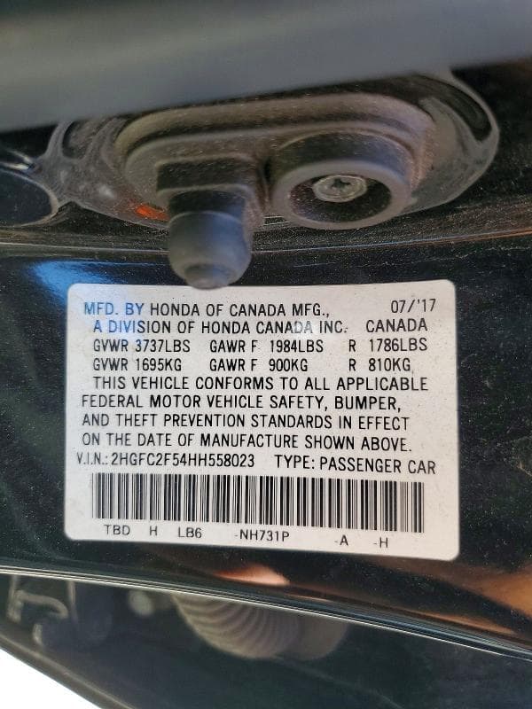 2017 HONDA CIVIC LX 12