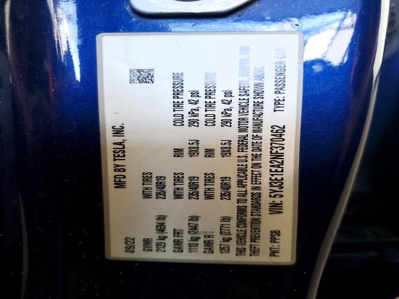 2022 TESLA MODEL 3 12