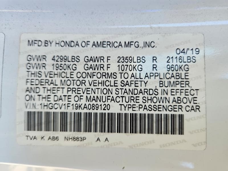 2019 HONDA ACCORD LX 13
