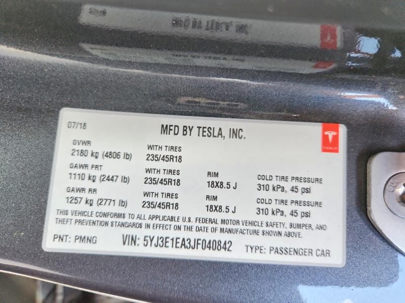 2018 TESLA MODEL 3 13