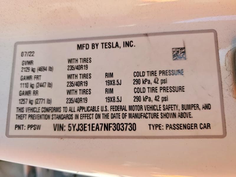 2022 TESLA MODEL 3 12